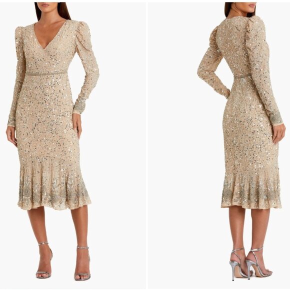 Mac Duggal 10740 Sequin Gown with Embellished Hemlin and Belt - Picture 7 of 16